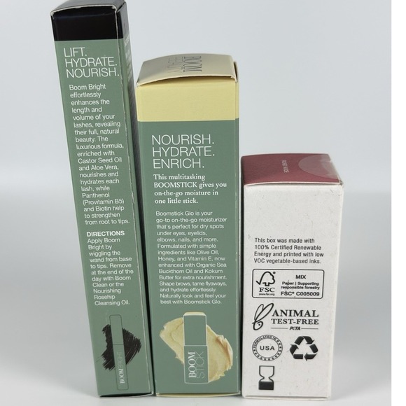 Boom Beauty 3-Piece Set: Boom Bright Mascara, Glo & Rose Nude Stick New Sealed‎ - Picture 3 of 7